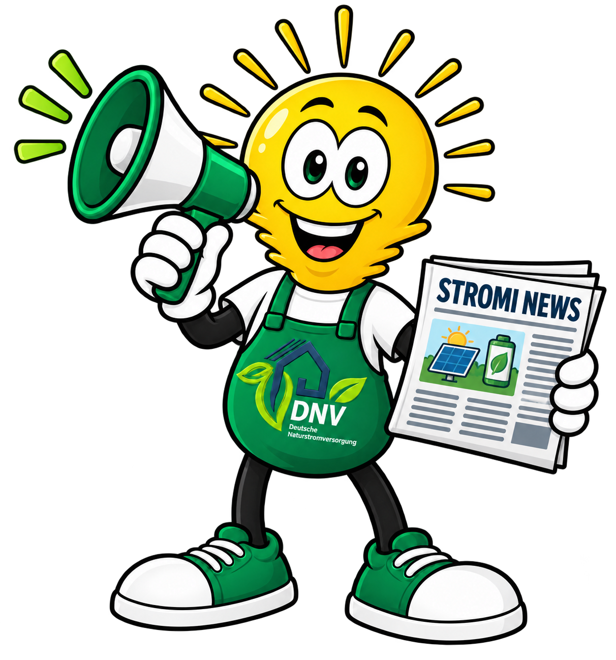 Stromi verkündet Neuigkeiten mit Megafon und der Zeitung STROMI NEWS